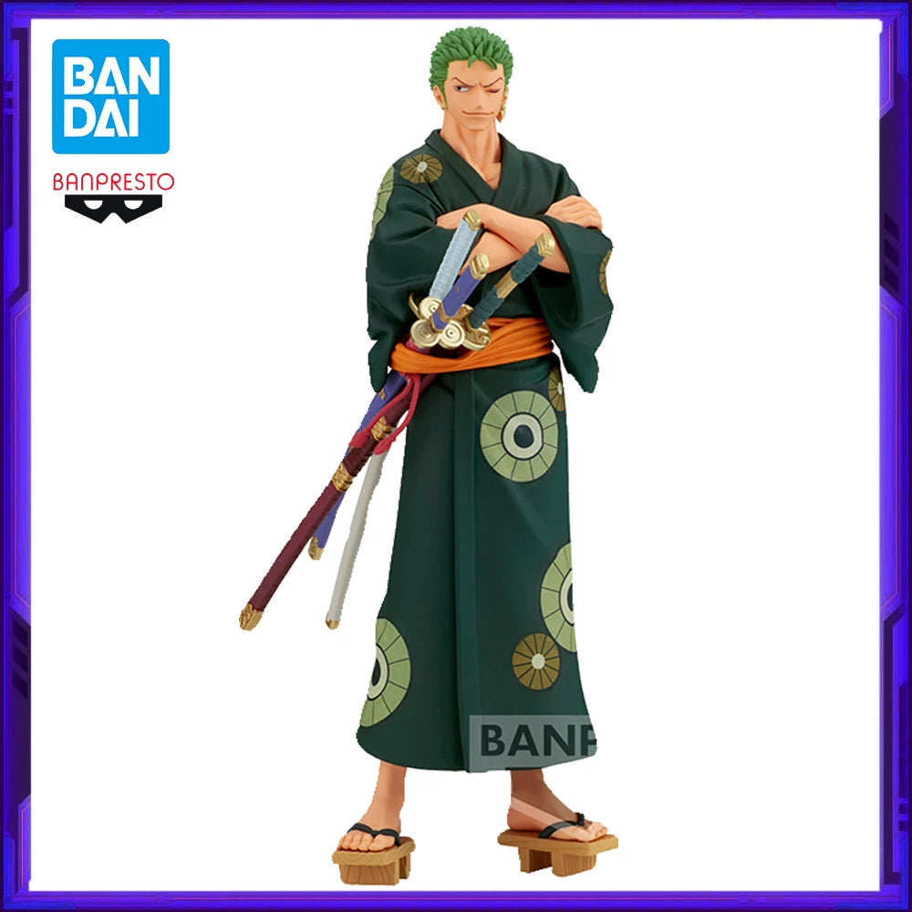 In Stock Bandai Original Banpresto ONE PIECE DXF Roronoa Zoro Anime Action Figure Model Figures Toys