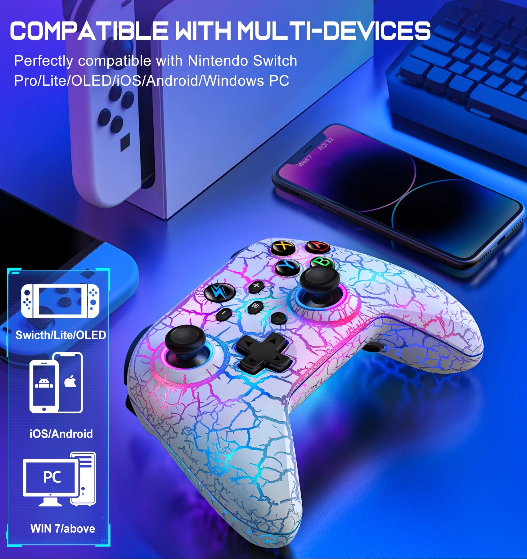 Wireless Controller For Switch/OLED/Lite For Android/IOS/PC with Programmable Keys Professional Lag-Free Gamepad
