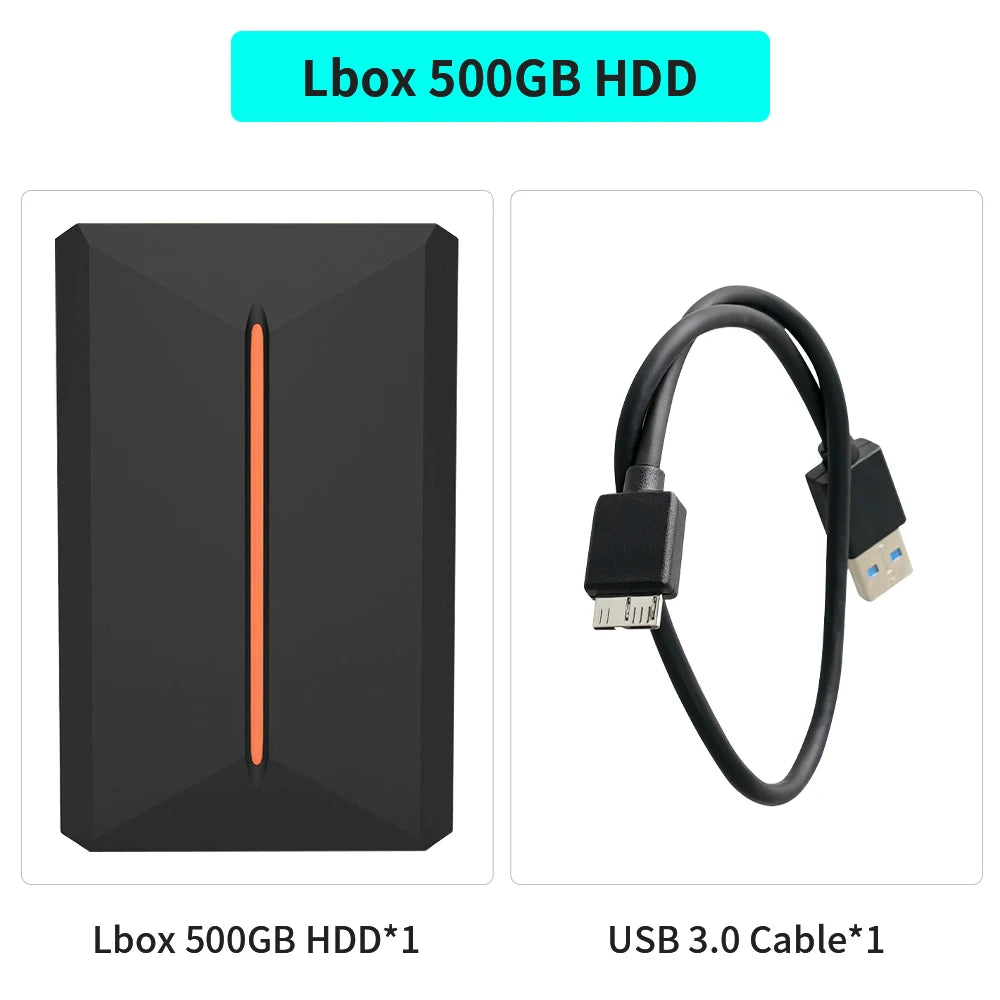 Launchbox 500GB External Game Hard Drive Retro Game Console for PS4/PS3/PS2/PS1/Wii/Wiiu/N64 with 3700+ Games for WIN PC/Laptop
