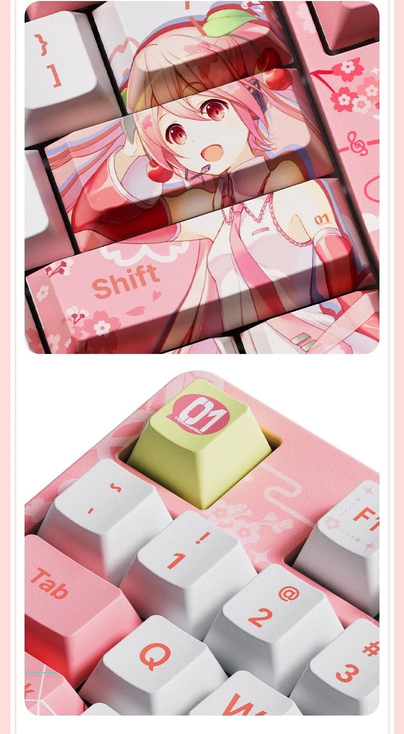Anime Hatsune Miku 5108B Plus Sakura Future Co branded Mechanical Keyboard Sakura Pink Girl Office Bluetooth Wireless