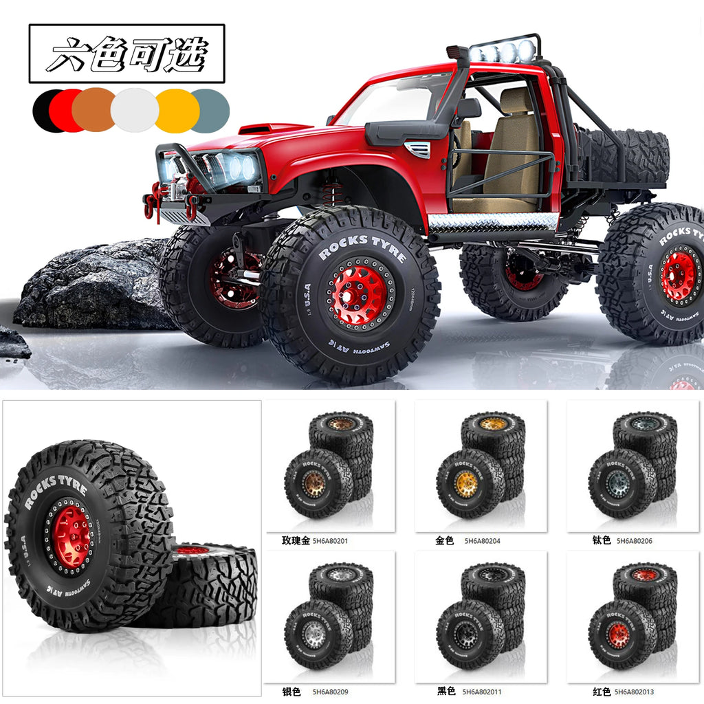 4PCS 1,9 Zoll Beadlock Rad Felgen &amp; Gummi Reifen für 1/10 RC Rock Crawler Axial SCX10 RR10 AX10 Wraith 90048 90018 KM2