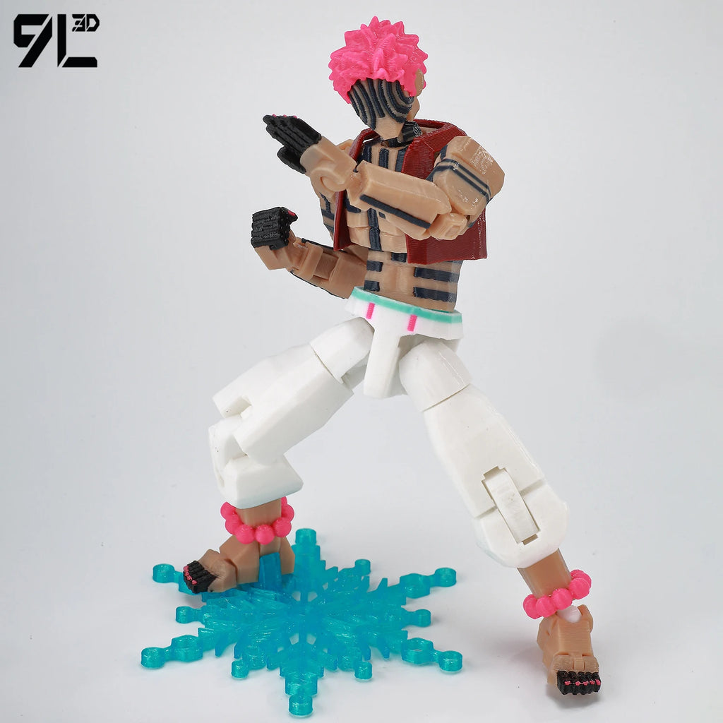 9L3D-gedruckter Dämonentöter AKAZA Tanjiro Kamado Lucky Dummy 13 bewegliche Gestaltwandler-Actionfiguren Schaufensterpuppenspielzeug für Anime-Fans
