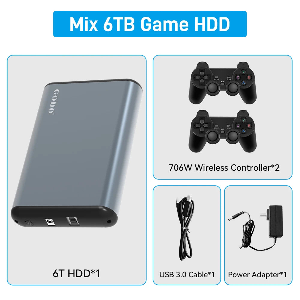 6T Portable Retro Game Hard Drive For PS5/PS4/PS3/PS2/Xbox/N64/Switch Emulator Game HDD Built-in 65000+ Games For Win PC/Laptop