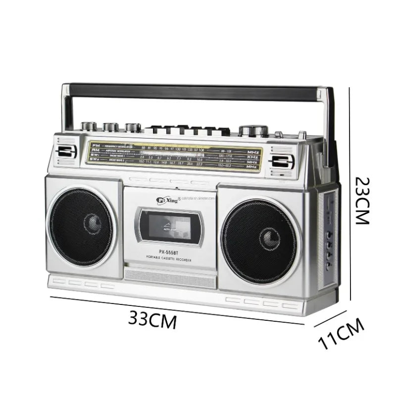 Puxing New Retro Cassette Tape Recorder Stereo Wireless Bluetooth Speakers Nostalgic Portable FM Radio USB TF Card Music Player