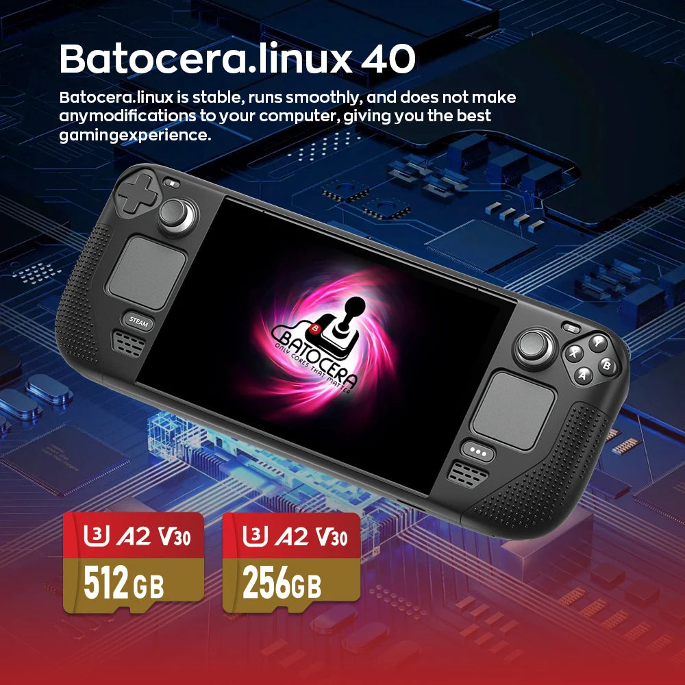 Game Card for Steam Deck with Batocera 40 Plug & Play with 15000+ Games for PS3/PS2/PS1/PSP/WII/WIIU/XBOX/SS/DC Emulators (Copy)