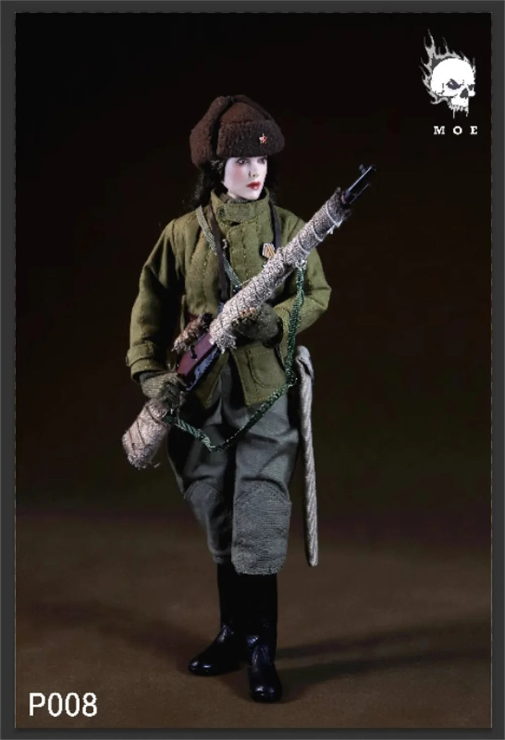 For Sale 1/6 MOETOYS P008 The Female Soviet Russian Action Figure Sniper Winter Snow Full Set Moveable Doll About 12" For Fans