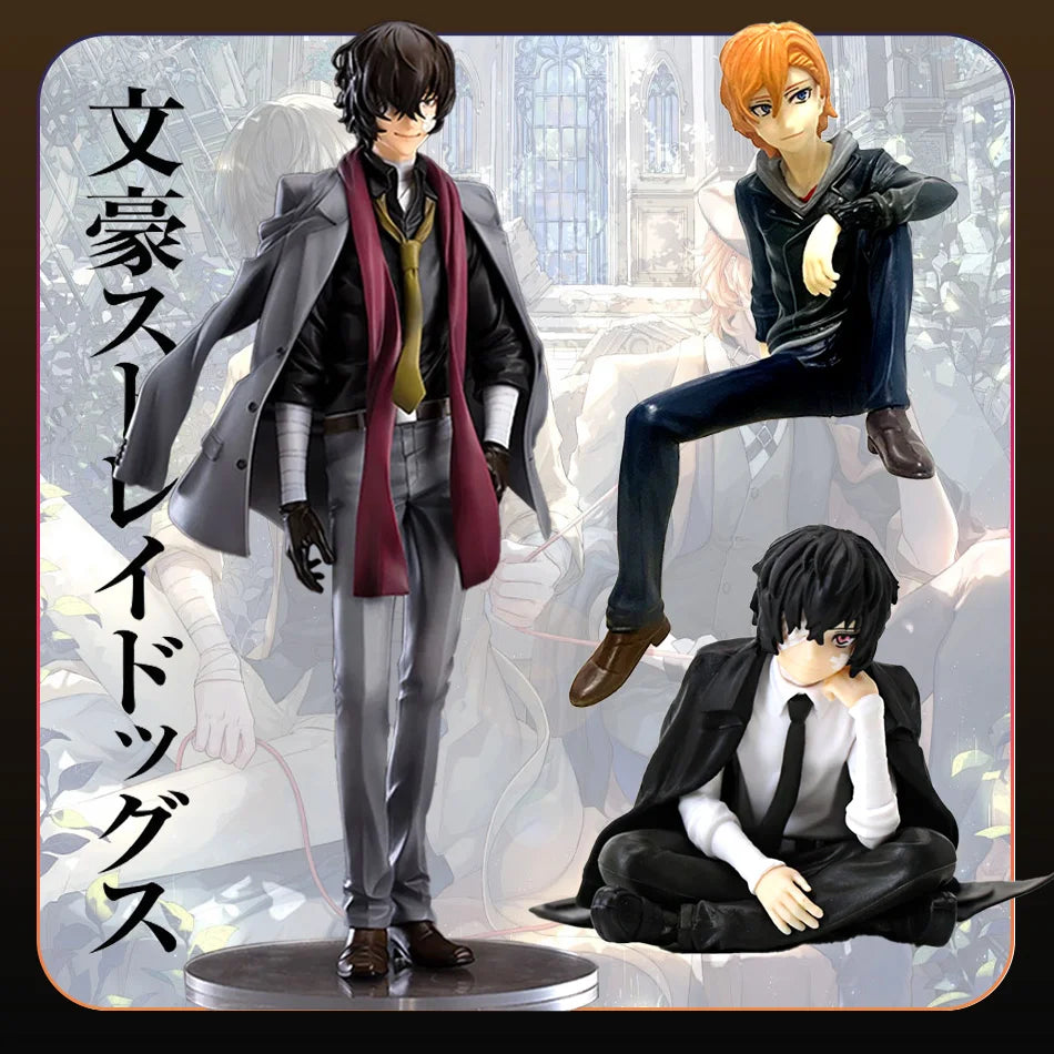 24cm Japanese Anime Dazai Osamu Figurine Bungo Stray Dogs Action Figures PVC Model Collection Peripheral Toys Birthday Gifts