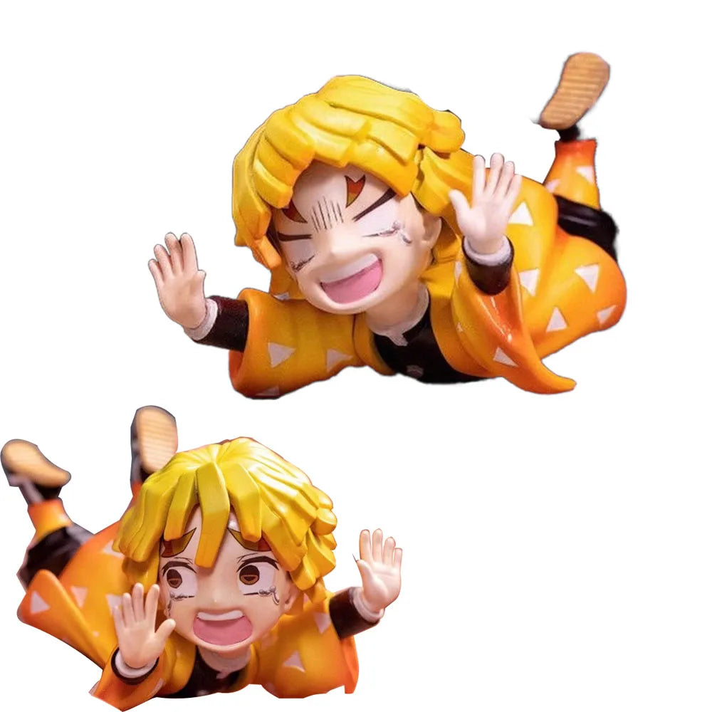 Anime kimetsu No Yaiba Agatsuma Zenitsu Figure Parga Cute Two Expressions  PVC Q Version Sitting Model Doll Toy Action 10CM