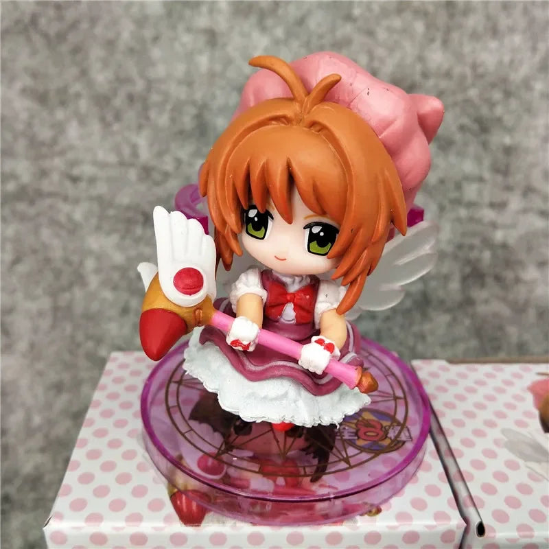 Anime Cardcaptor Sakura Kinomoto Sakura Tomoyo Daidoji Figures Model Toy Cute Q Version Doll Collection Desktop Ornaments Gifts