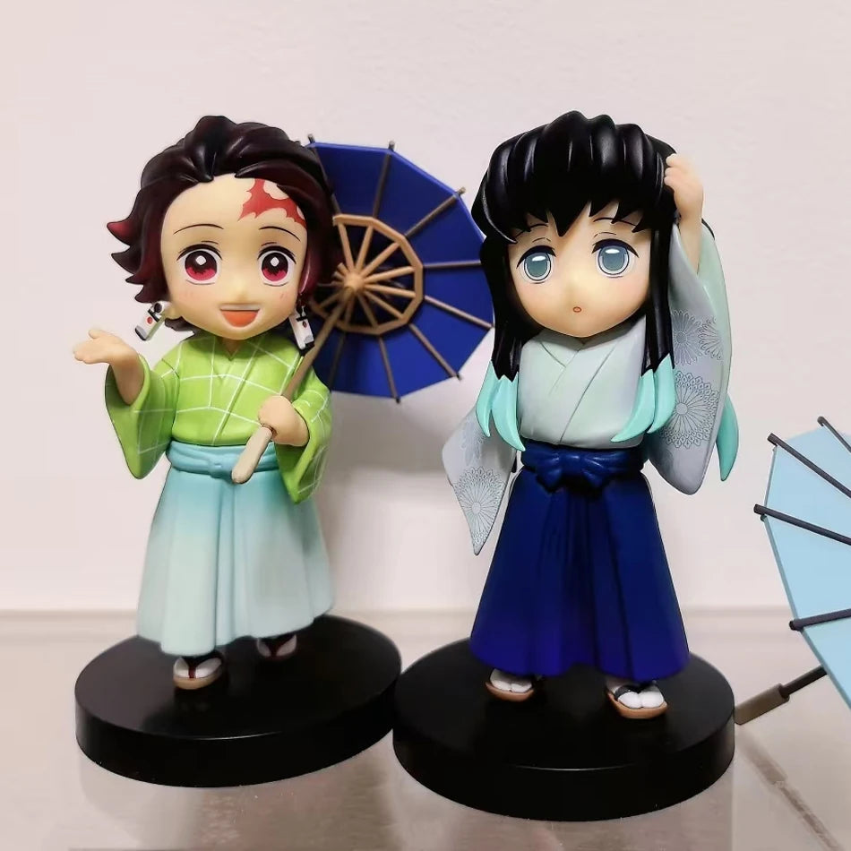 In stock 12cm kawaii  Demon Slayer Plum Rain Series with Box Handmade Model no Yaiba Kamado Nezuko Action Figure Ornament Gift