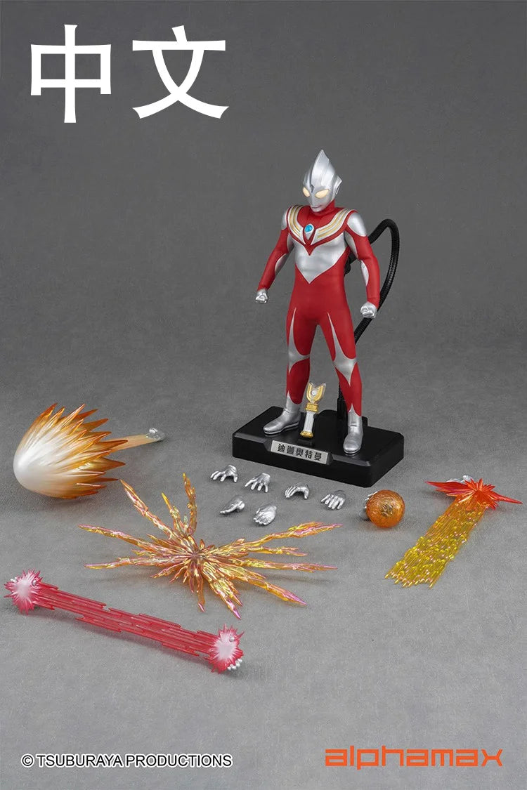 In Stock Alphamax Ultraman Tiga POWER TYPE Model Action Figures Model Collection Model Toy Cloth Clothes Red ver.