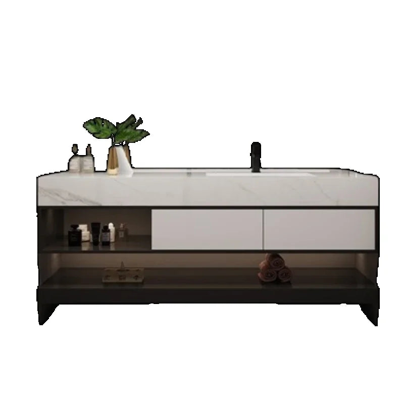 Spind Eitelkeit Badezimmer Holzmöbel MDF Weiß Schrank Waschbecken Basis Offene Schränke Luxus Ecke Handtuch Spiegel Lagerung