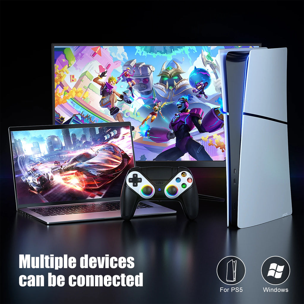 Controller for PS5/Playstion 5 Pro/Slim/PC Console Wireless Gamepad Game Joystick RGB Lights Turbo Touchpad Hall Trigger Rocker