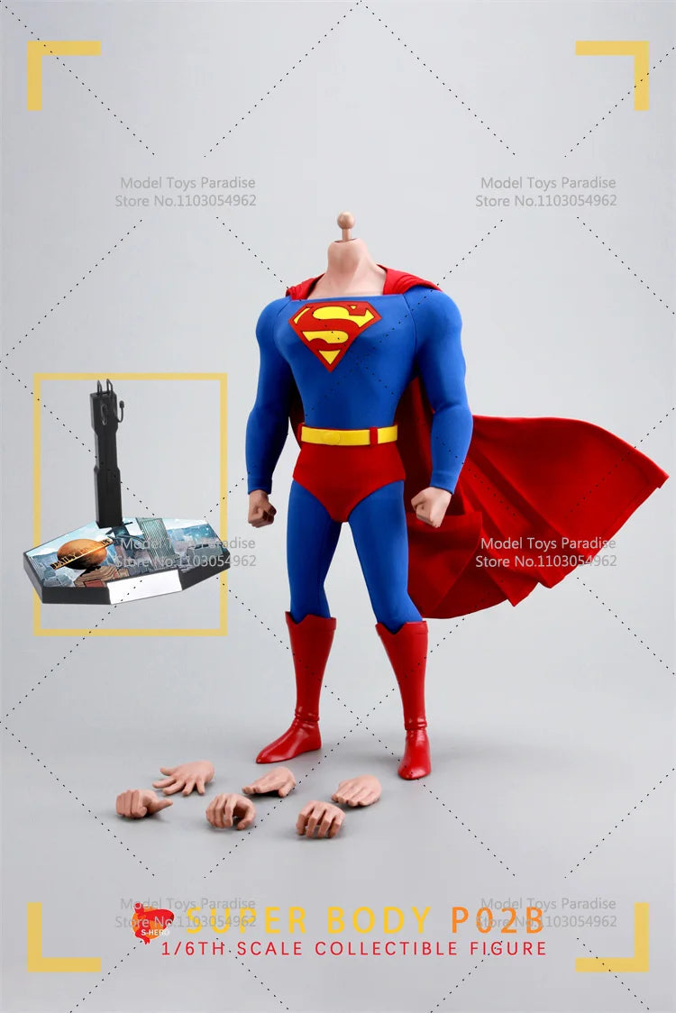 SHERO TOYS P01/P02 1/6 Soldier Anime Superman Hero Head Sculpt Body Doll Accessories Package Fit 12inch Action Figure Model