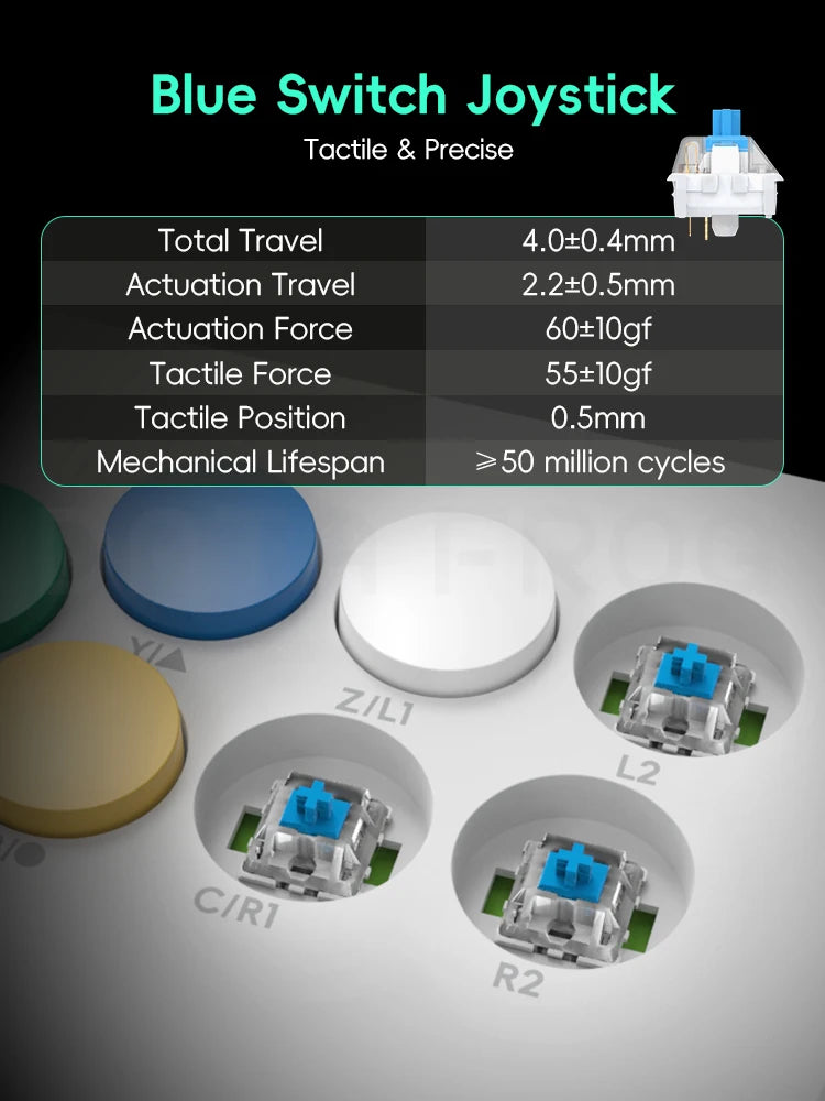 Data Frog Game Arcade Keyboard Wireless Controller for Street Fighter Retro Video Game Consoles Compatible with PC/Android/IOS