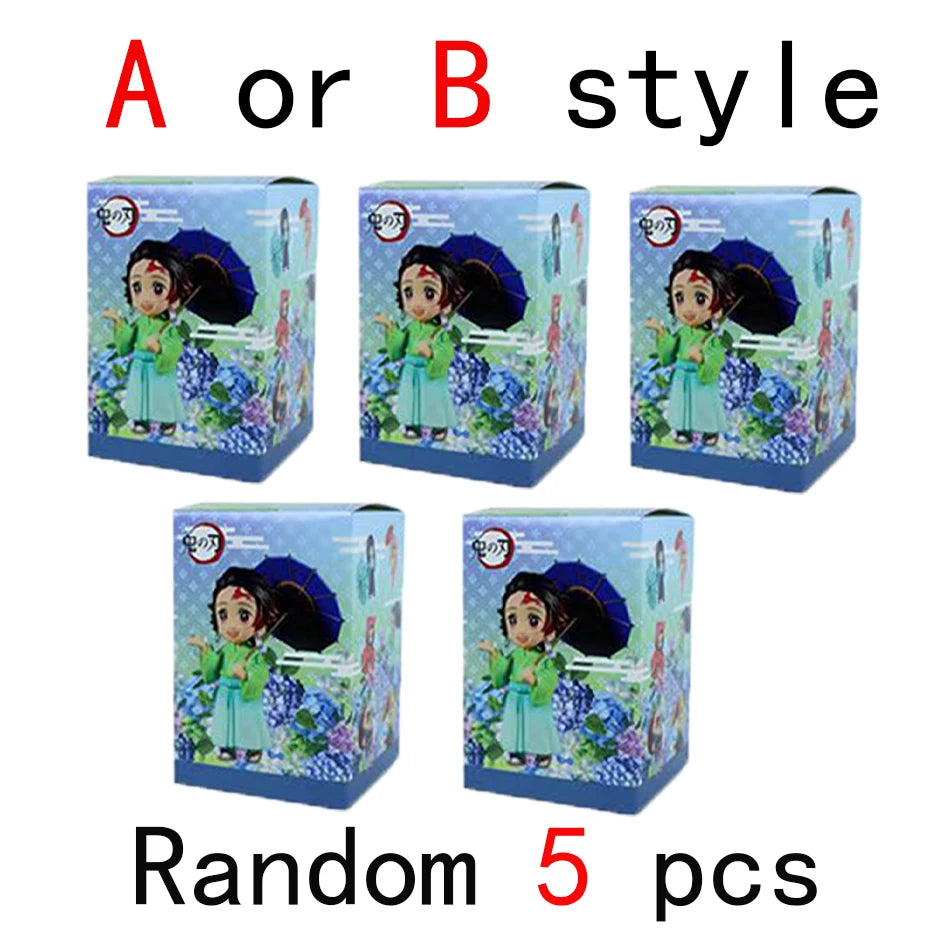 Demon Slayer Plum Rain Series Blind Box Nezuko Tanjiro Q Version PVC Figures Mystery Pack Birthday Christmas Gift