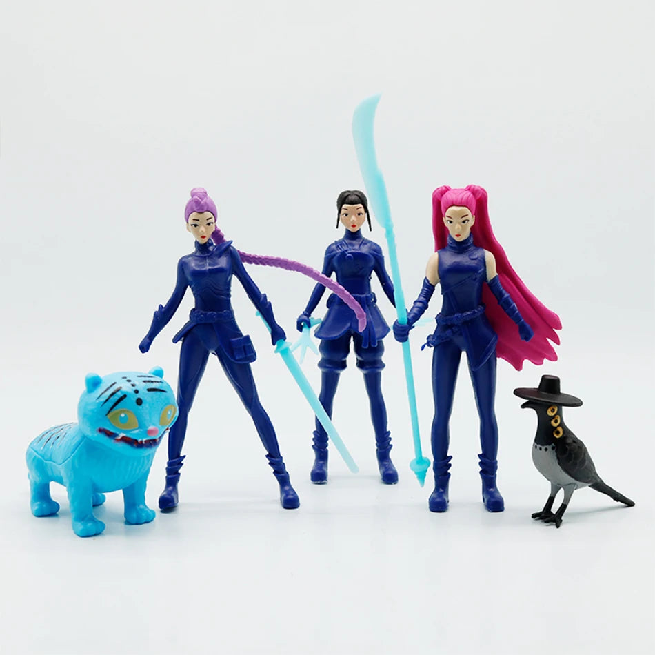 5pcs/Set Kpop Demon Hunters Action Figure Toy Derpys Tiger Rumi Mira Zoey Sussy Figurine Doll For Fans Gift