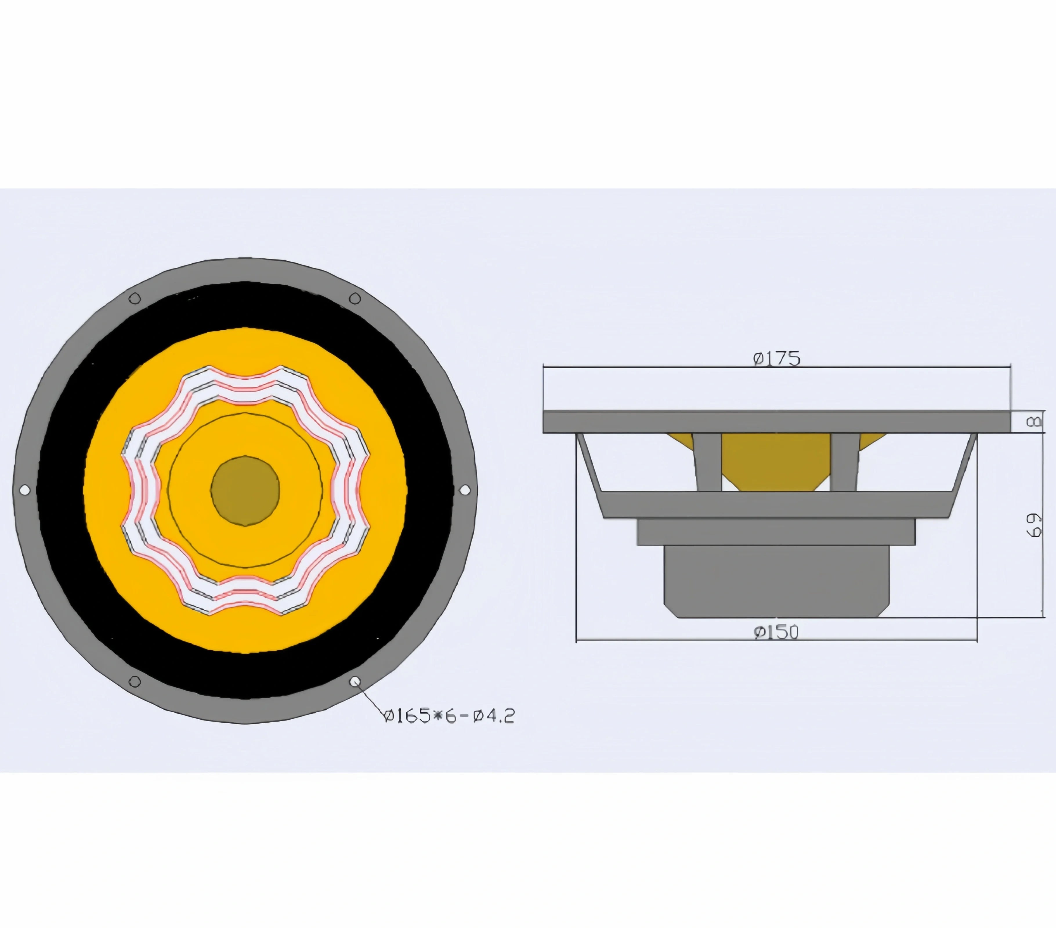 Z-1227 LiiSong Silver-6 6 Inch Full Range Speaker Open Baffle Setting 25 -50 W 8 Ohm（1 Pair）