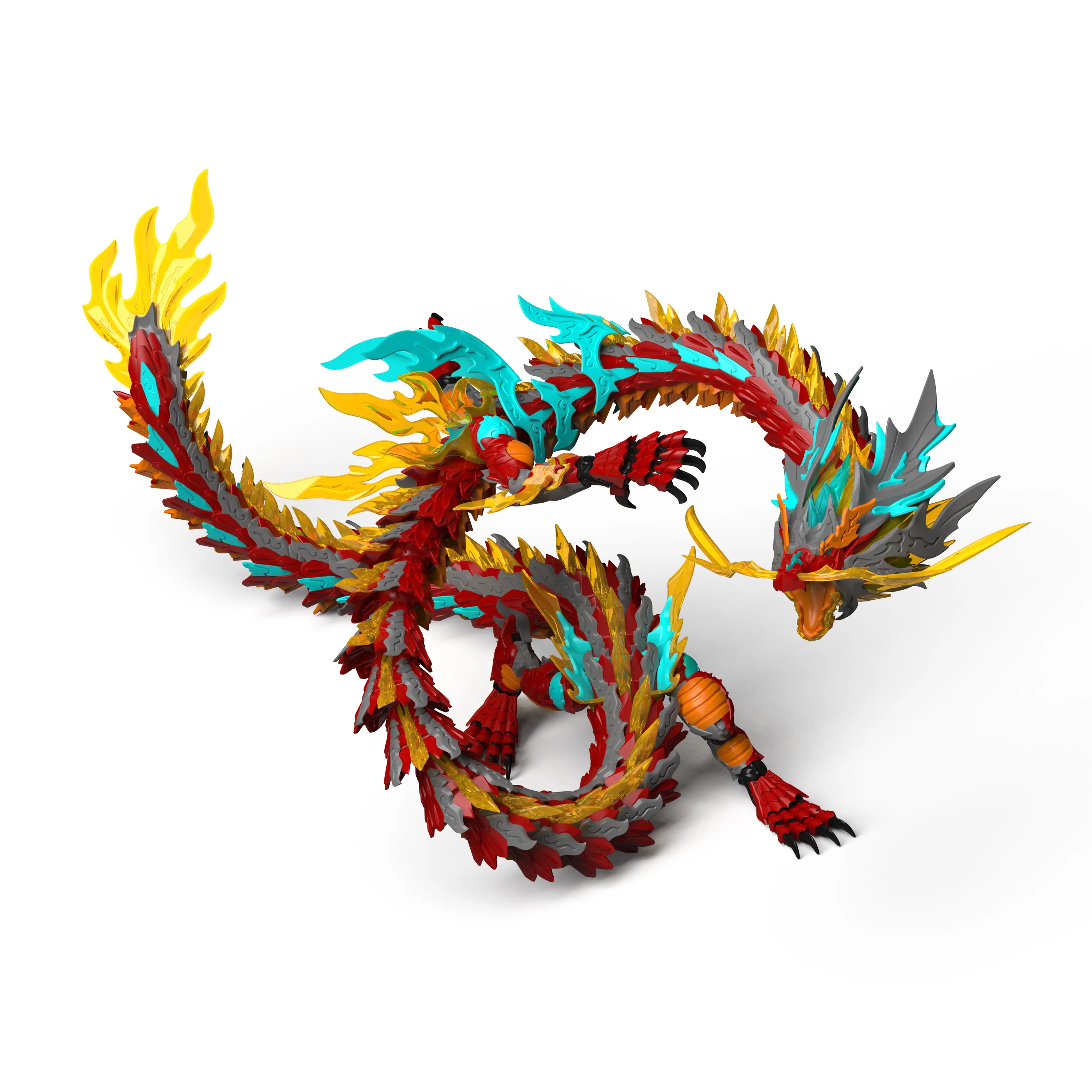 【Dragon Raja】Zl0001 Scarlet Dragon King Remote-Controlled Light-Up Articulated Metal Skeleton Assembly Model Toy Action Figures