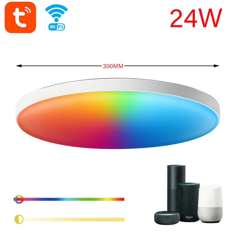 Tuya WIFI Control 24W IP44 Waterproof Bathroom Lights Fitting Smart Life Light Dimmable with Remote Control Ceiling Light