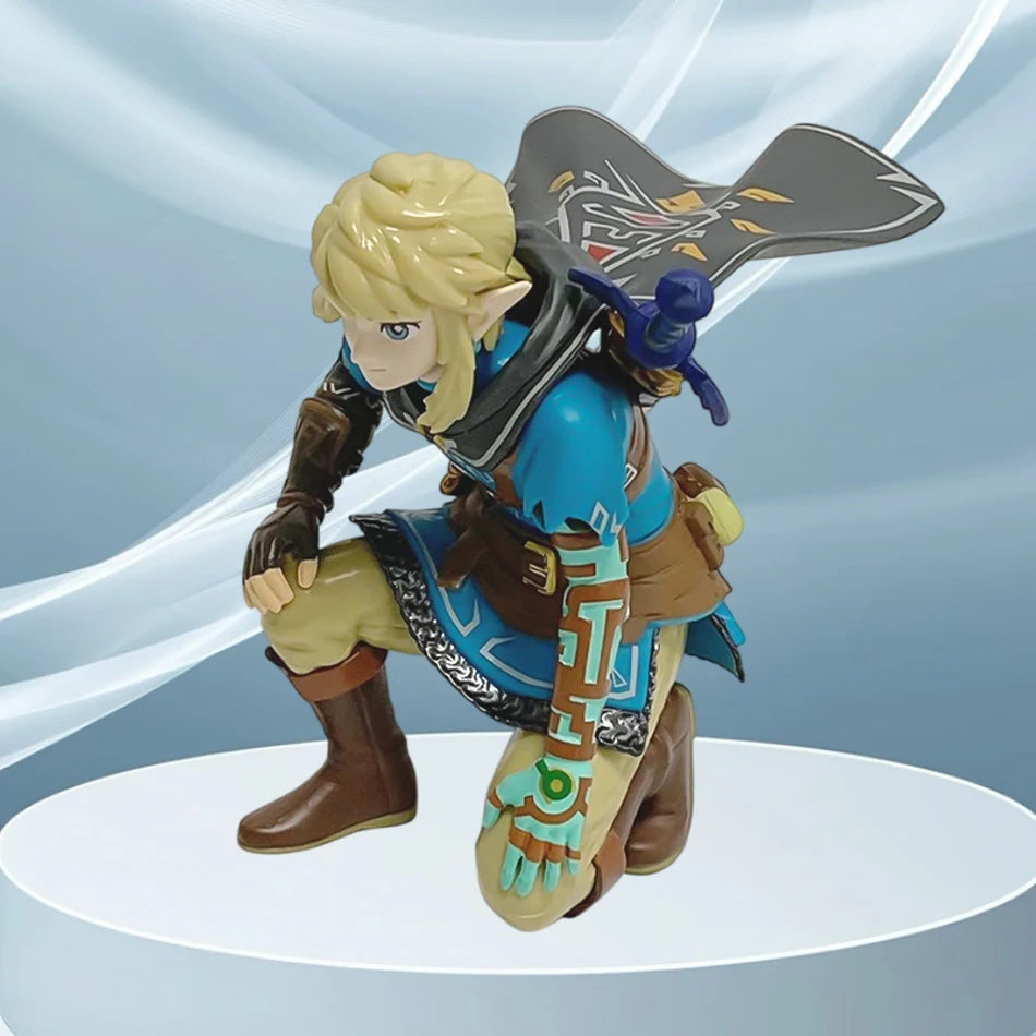 Anime 12cm Legend Of Zelda Link Kingdom Of Tears Squatting Position Figure Statue Game Pvc Handheld Models Toy Ornaments Gifts