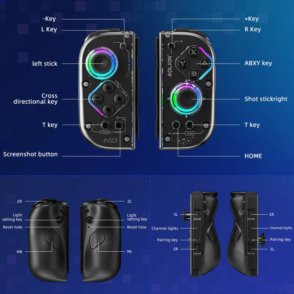 AOLION J20 Hall Joycon Gamepad for Nintendo Switch2/Switch OLED/Switch NFC HD shake Liteleft and right split game controller