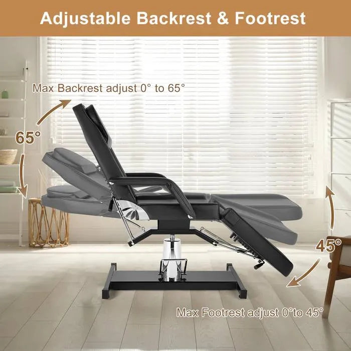 OmySalon Gesichtsmassagebett, 185 cm, 360° drehbar, hydraulisch, höhenverstellbar, Schwarz
