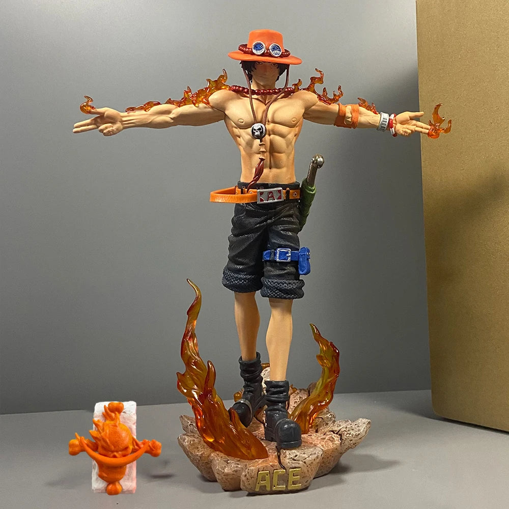 28 cm große Anime One Piece Ace Figur (Portgas D. Ace) Actionfigur aus PVC, Sammlerstück, Spielzeug für Kinder, Weihnachtsgeschenk