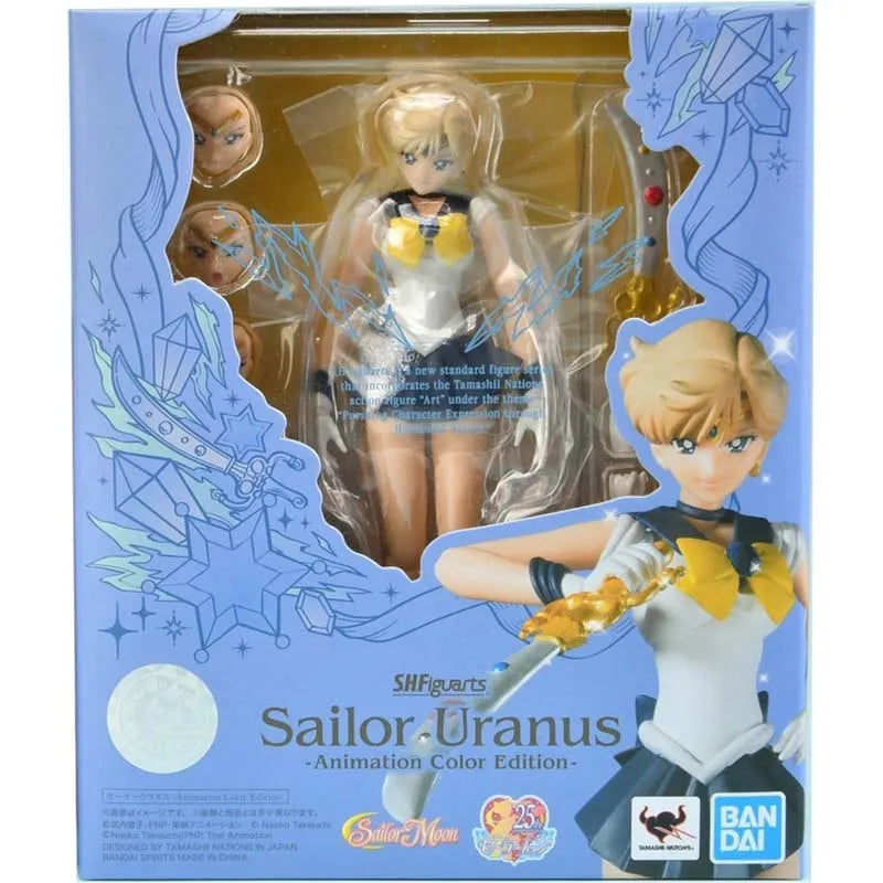 Bandai Sailor Moon Anime Figure SHF Chibi Moon Sailor Moon Mercury Mars Jupiter Venus Uranus Neptune Action Figure Toys Gift
