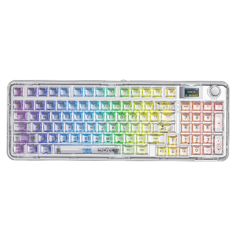 AULA F-NB98 Mechanische Tastatur 3-Modus Multifunktionsknopf Benutzerdefinierter Bildschirm Gaming-Tastatur RGB-Hintergrundbeleuchtung Hot Swap PC Gamer Geschenke