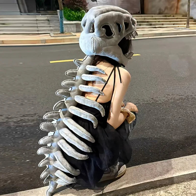 3D Realistic Dinosaur Skeleton Costume Set Funny Headgear Cosply Dress up Clothing Plush Toys Creative Gifts