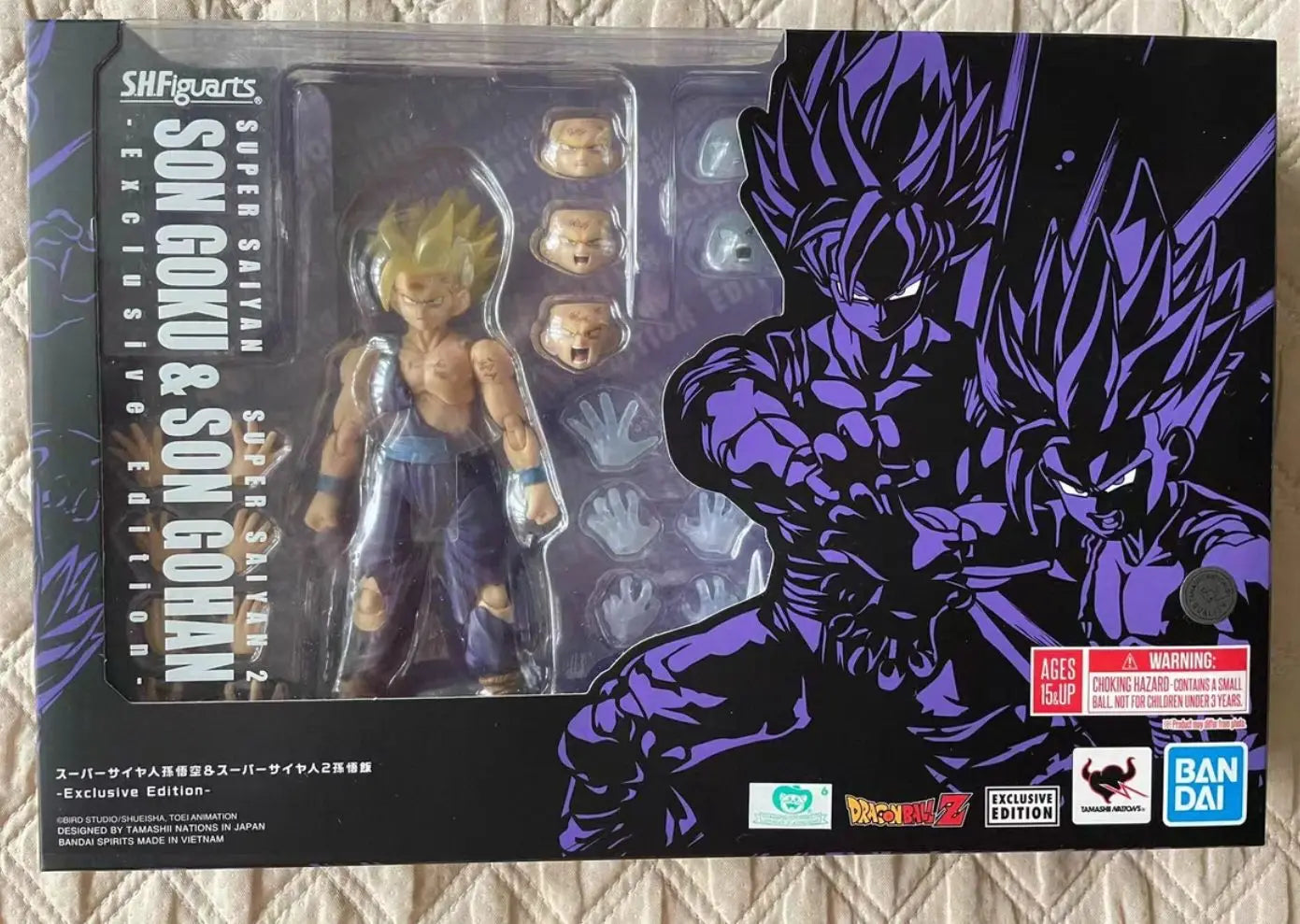 Stock Bandai SHF Dragon Ball Super Saiyan 2 Battle-Damaged Goku & Gohan Father-Son Kamehameha 1/12 Figure Model Collectible Gift