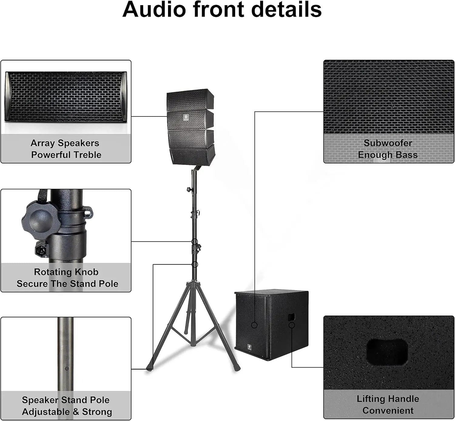 PRORECK Club 3500 15 Zoll Subwoofer 3000 W DJ-betriebenes PA-Lautsprechersystem-Kombi-Set mit 8 Array-Lautsprechern, Bluetooth, USB, SD-Karte