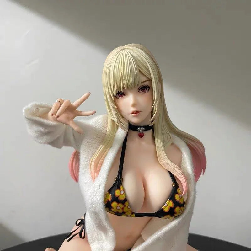 EDS Studio My Dress-Up Darling Marin Kitagawa 19cm Movable Figure - Sexy Bikini Swimsuit with Pink Fur Base, Anime PVC Statue