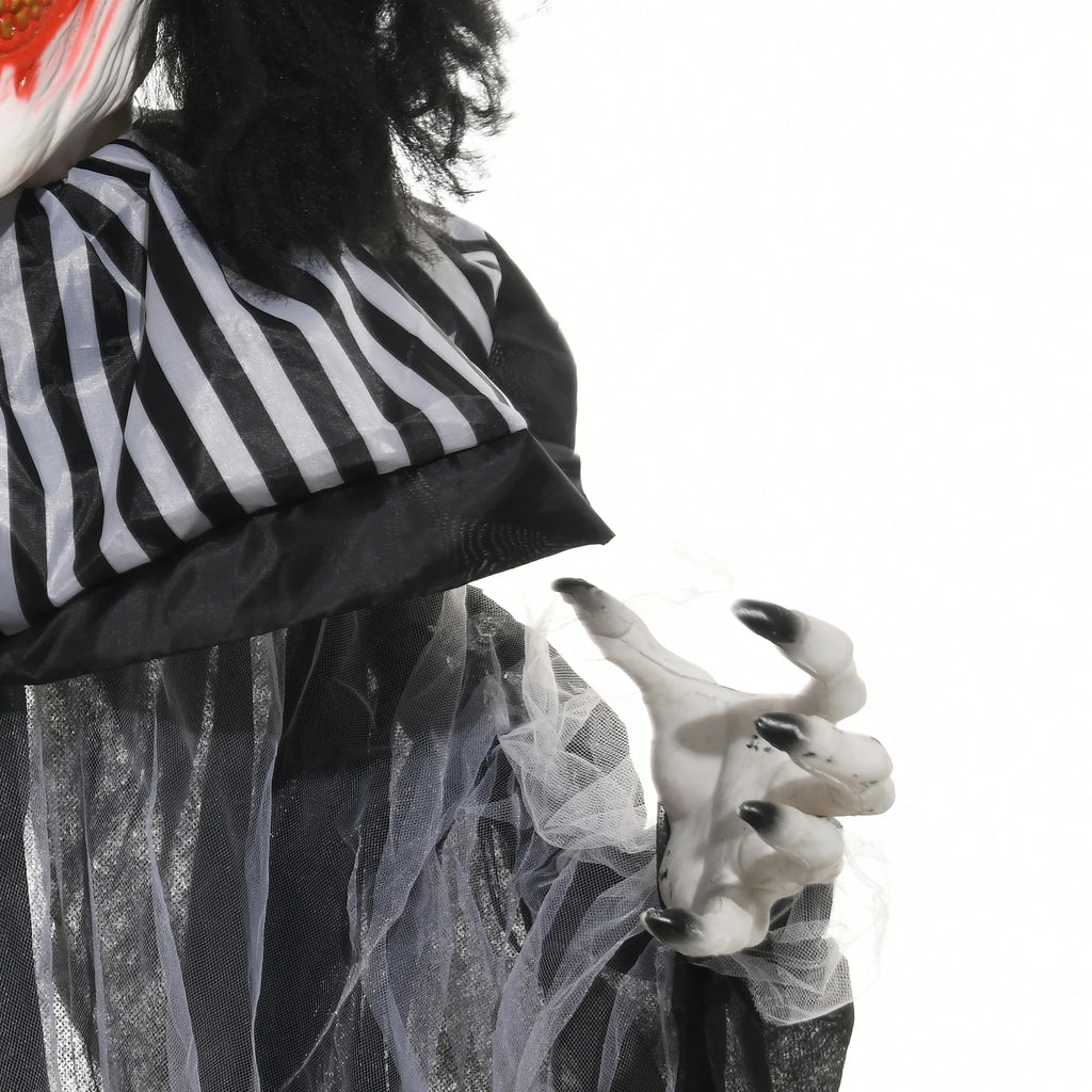 Classic Black and White Striped Clown Outdoor Halloween Decoration