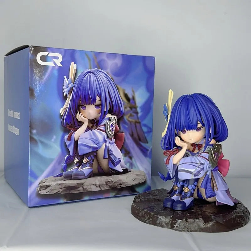 CR Q Version Raiden Shogun GK Figure Genshin Impact Anime Chibi Statue Car Desktop Ornament Collectible Gift For Anime Game Fans