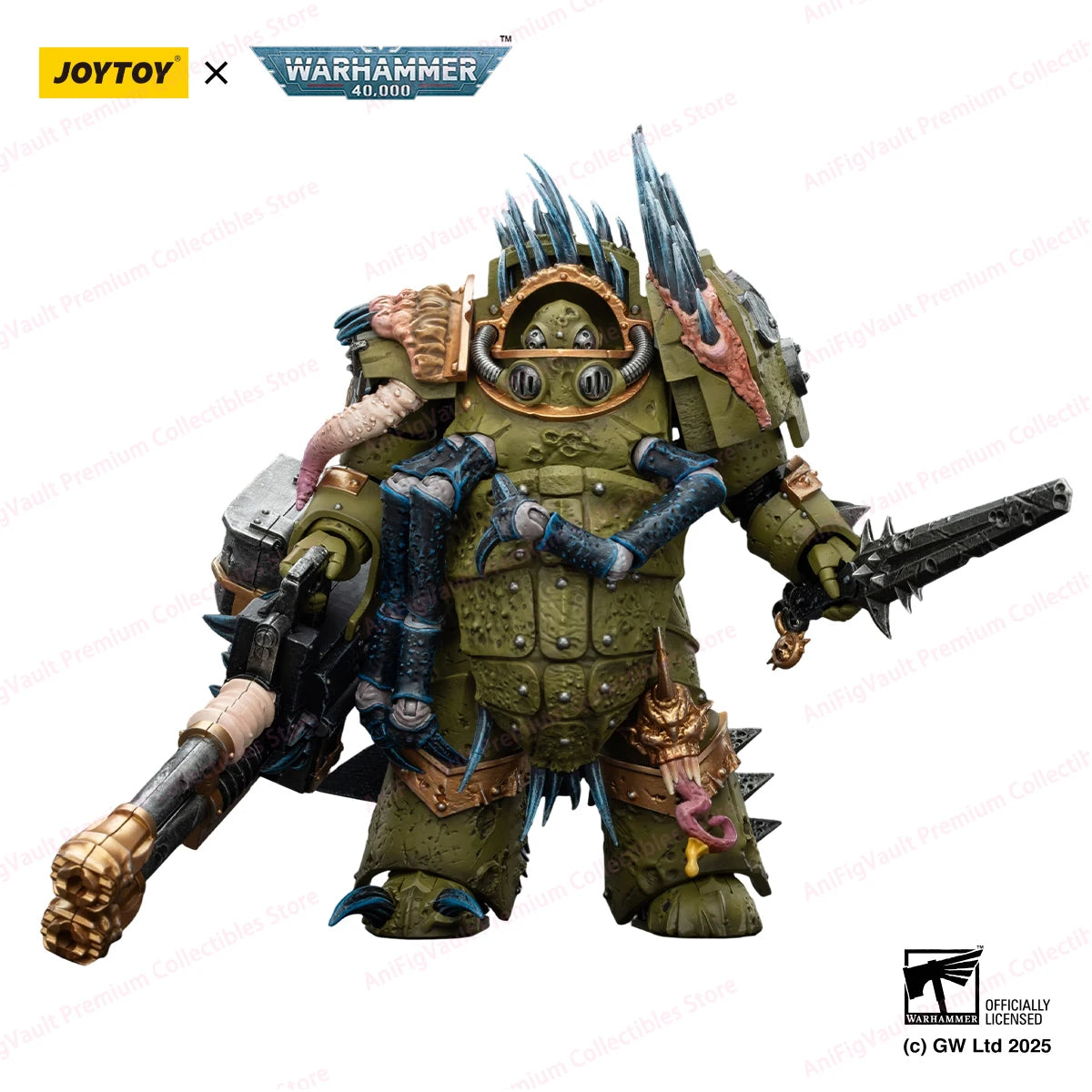 【MT】Pre-sale JOYTOY Warhammer 40K Death Guard Blightlord Terminator 1 with Reaper Autocannon and Bubotic Blades 1/18 Action