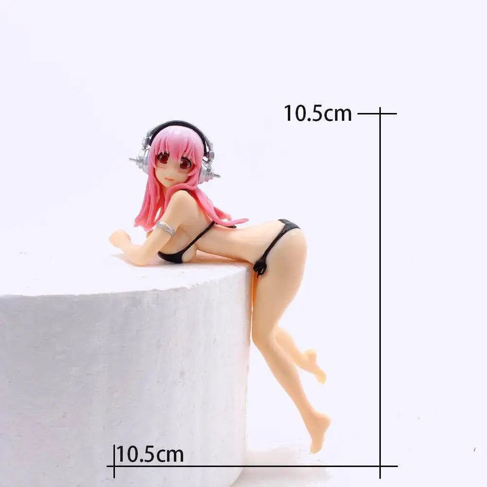 10CM Anime Figur Super Sonico PVC Action Figur Modell Spielzeug Kuchen Dekor Badeanzug Dress Up SoniComi Nudel Stopper Figur Geschenk