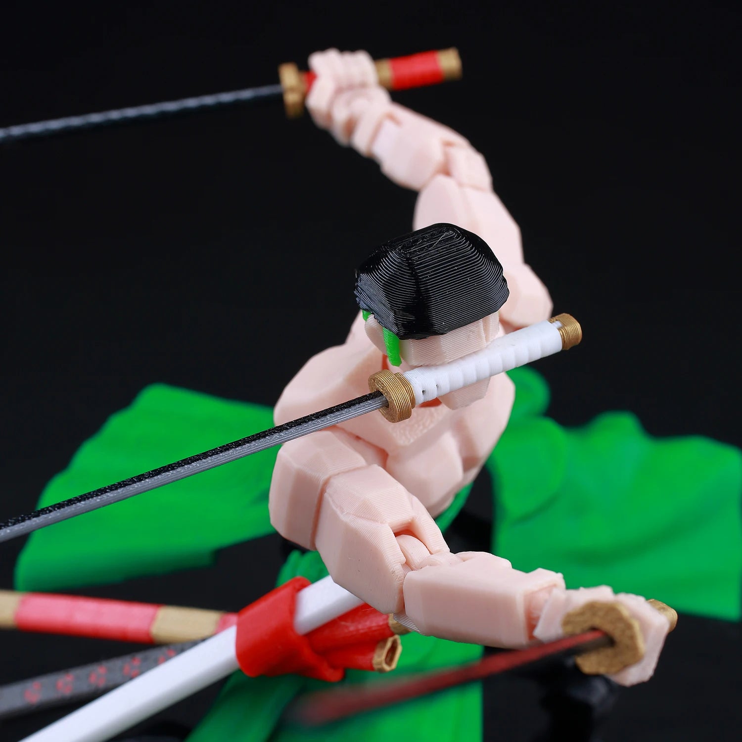 9L 3D-gedruckte One Piece Roronoa Zoro Lucky Dummy, 13 bewegliche Shapeshift-Actionfiguren, Schaufensterpuppen-Spielzeug für Anime-Liebhaber