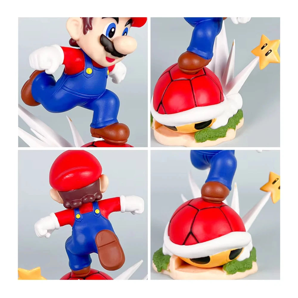 Mario Action Figure Toys 11.5cm Mario Running in Spiny Red Tortoise Shell Desktop Ornaments Gift for Kids Friends  No Box