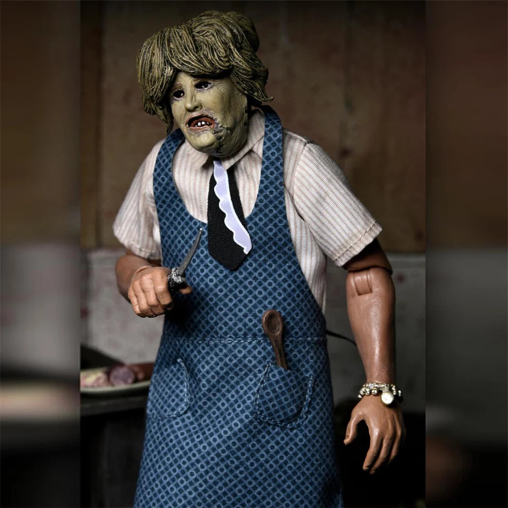 NECA Texas Chainsaw Massacre - Leatherface with Old Lady Mask 8" Clothed Action Figure Model Doll Garage Kit