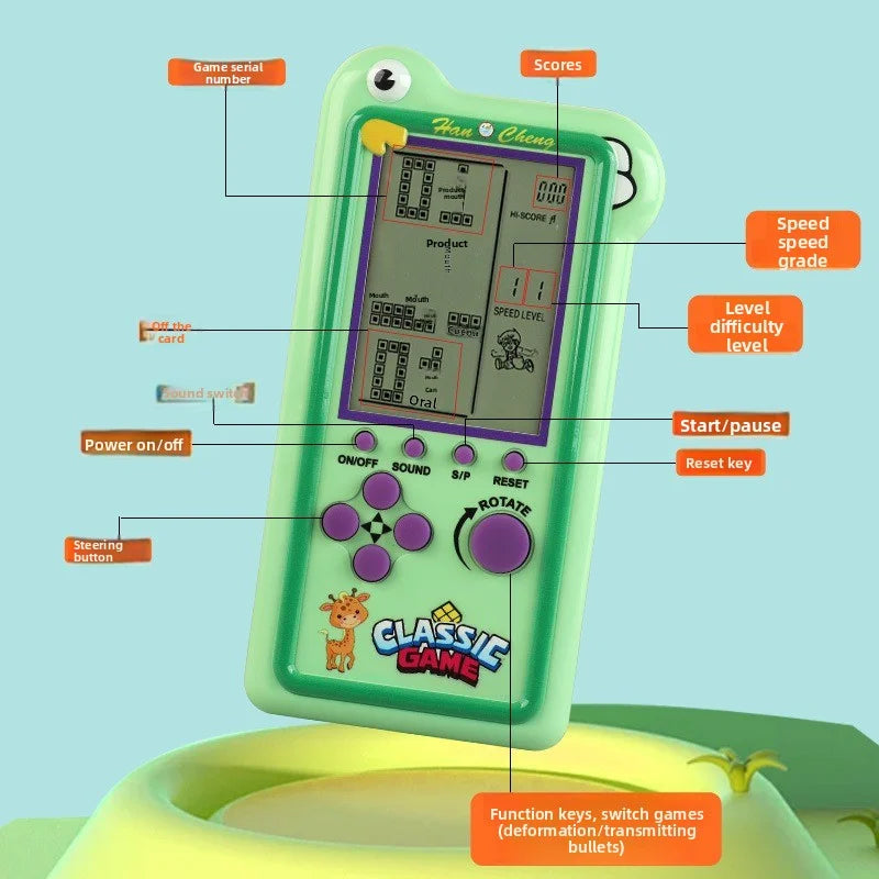 large-screen game console for tetris, retro and nostalgic toy, portable game machine for intelligence training