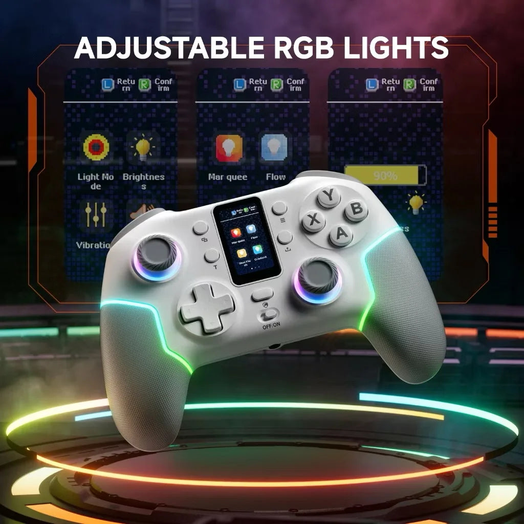 STK-7052 Bluetooth wireless Hall joystick game controller for Switch Android IOS PC six axis vibration suitable RGB lighting ﻿