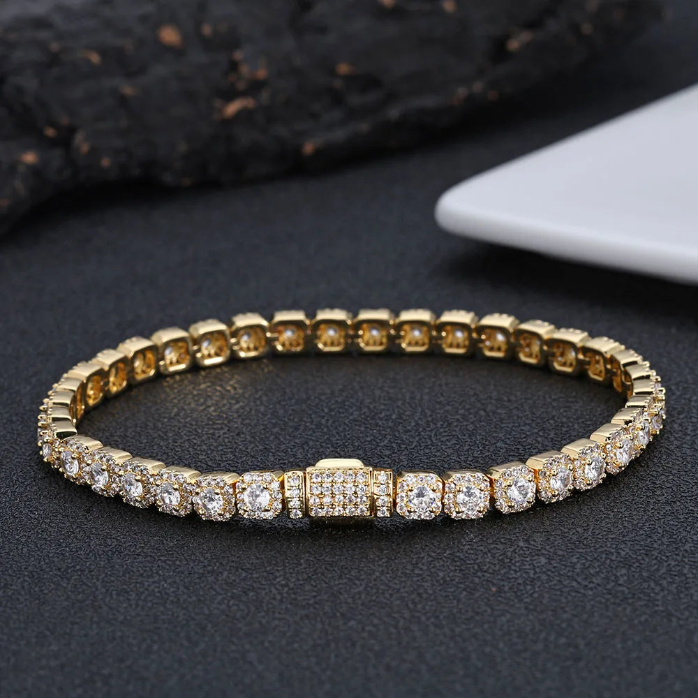 5 mm Iced Tennis Chain Armband Bling Zirkon Cluster Diamant 18 Karat vergoldetes Armband für Damen und Herren Hip Hop Schmuck