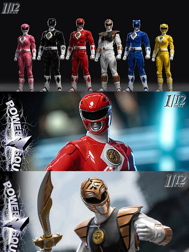 TOYS BATTALION Original TB020 1/12 Red White Black Green Pink Yellow Power Squads 6 Action Figures Delicate Model Collection