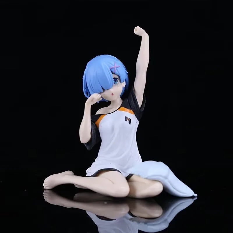 Anime Figure Rem Ram Emilya Cuter Case Model Q Version Collectible Static PVC Model from Zero Begining in Another World Life