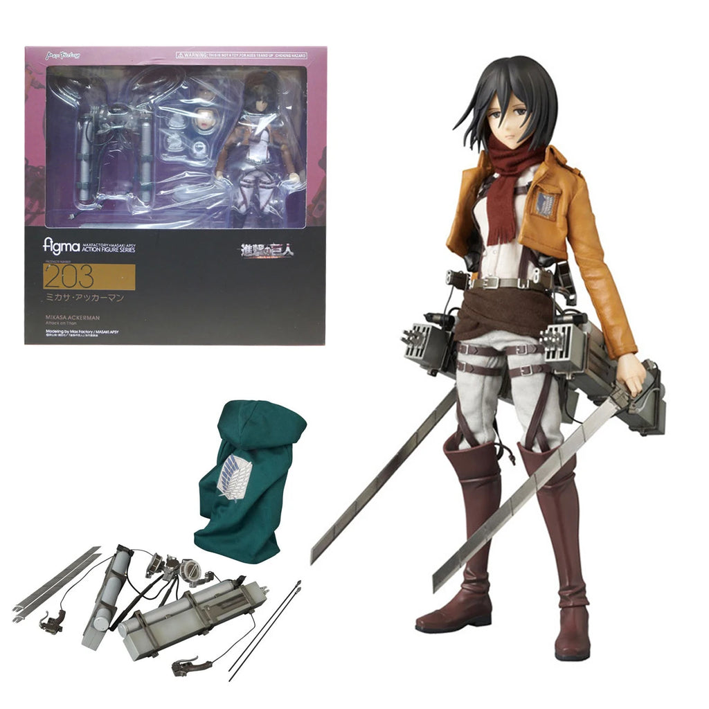 Anime-Figur Attack on Titan Mikasa Ackerman, stehend, mit Schwert, abnehmbares Modell, PVC-Sammlerstück, Schreibtischdekoration, 19 cm
