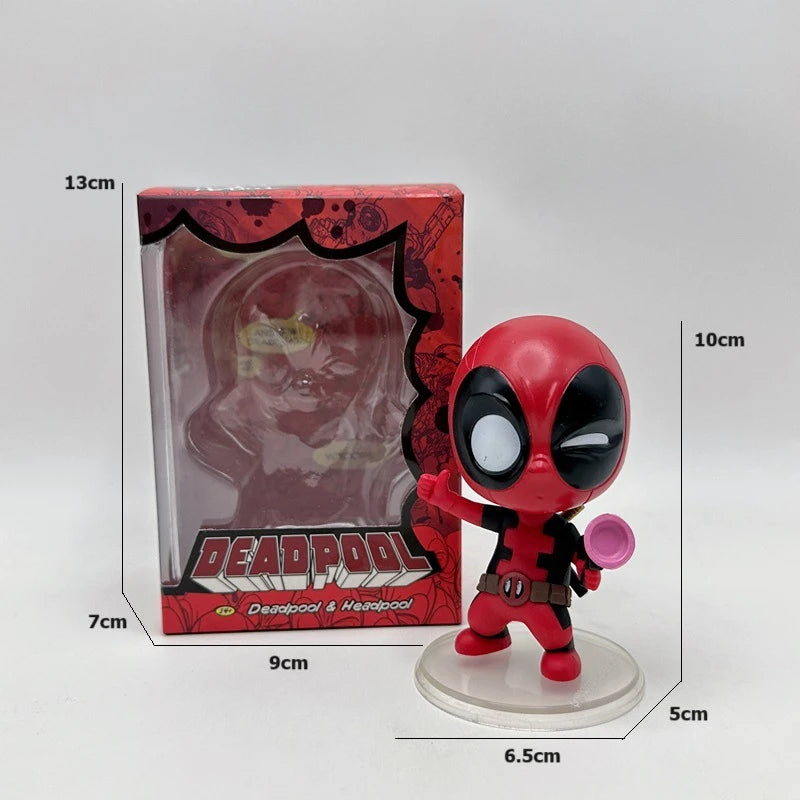 Marvel Deadpool & Wolverine Q Version Action Figures Dogpool Anime Collection Bobblehead Figures Ornament Birthday Gift Kids Toy