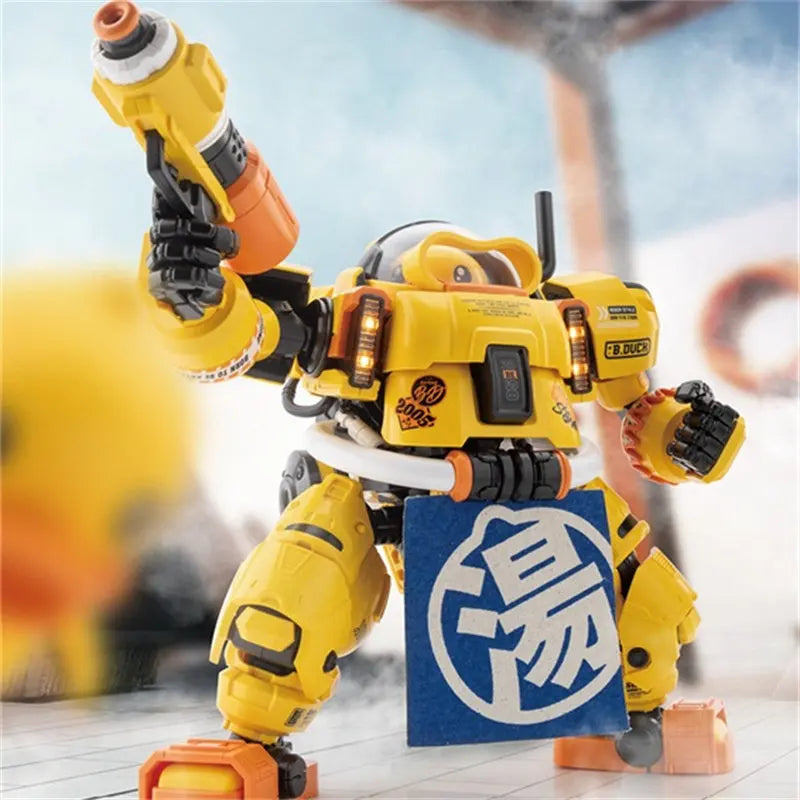 B.Duck & SPA Duck Easy Assembly Mecha Model Kit Magnetic Control LED Action Figures With Water Decals Cute Mecha Toy Decor Gifts