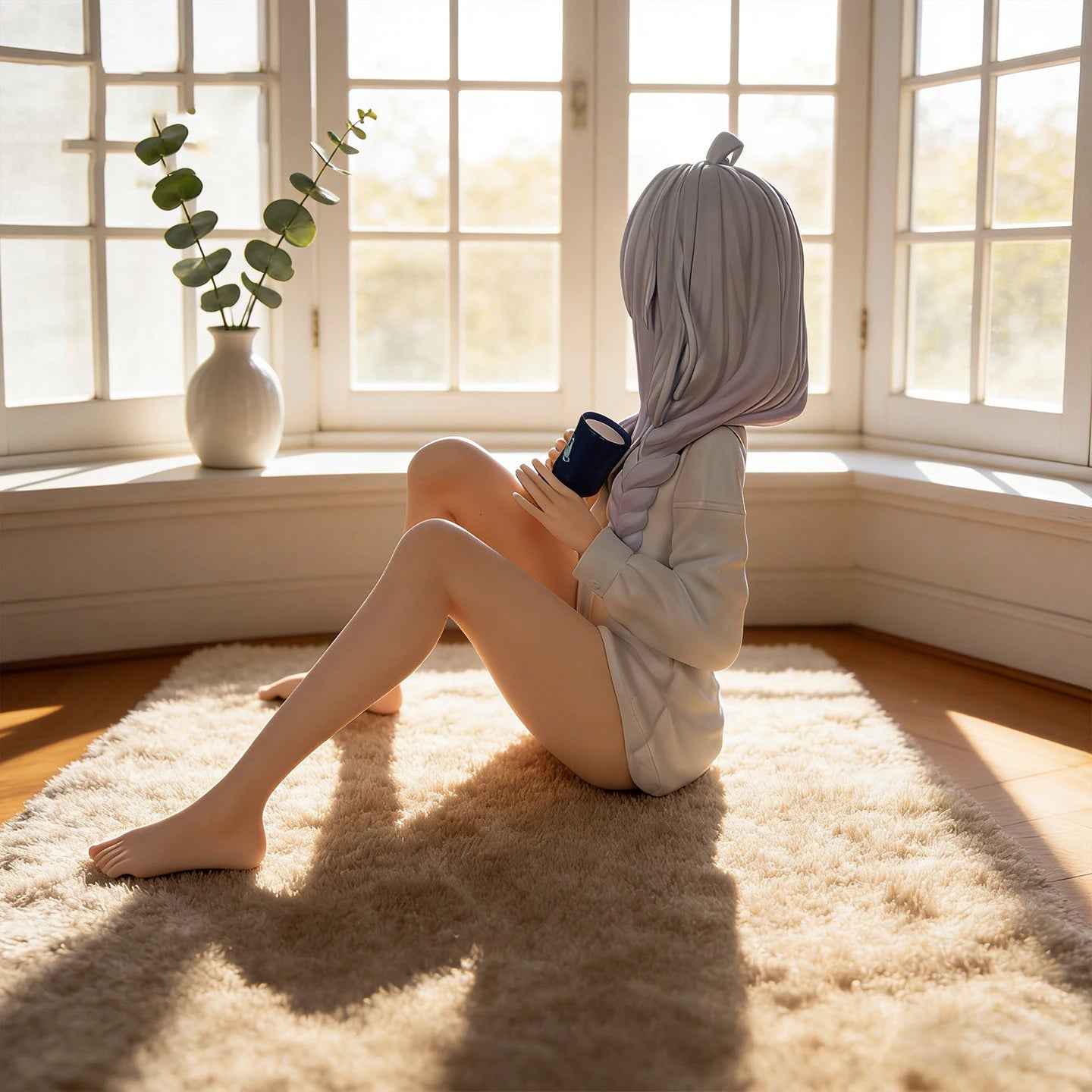 Hot The Journey Of Elaina Elaina Sitting In Pajamas Anime Girl Figure 11cm Model Statue Collection Desktop Decoration Toys